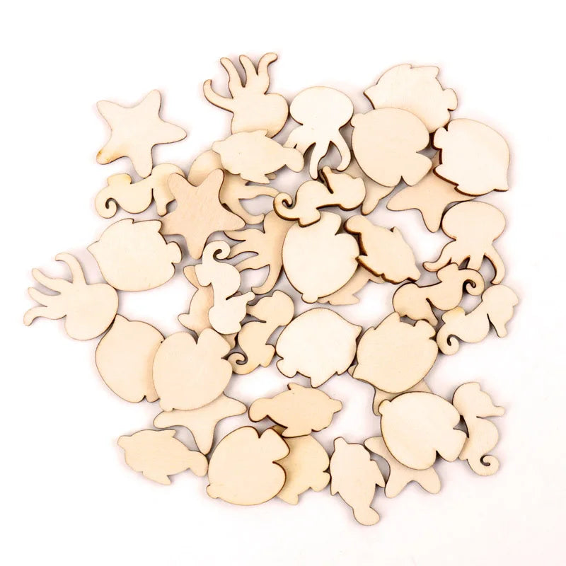 Home Decoration Wooden DIY Animal Shapes 25-30mm 20pcs