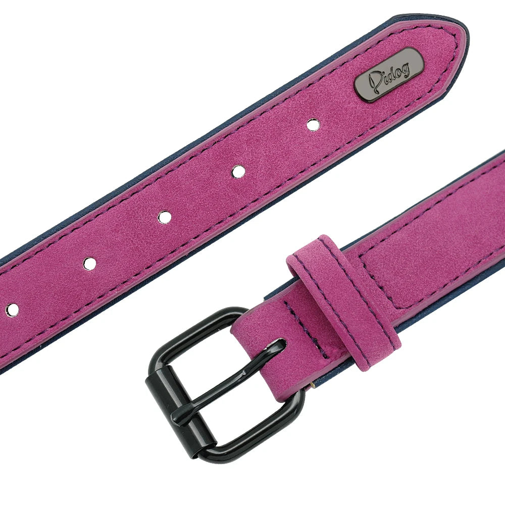 Large Dog Collar Soft Padded Real Leather for Big Dogs