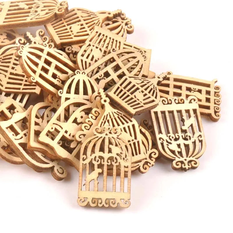 25pcs Wooden Crafts Birdcage Pattern Scrapbooking Decor