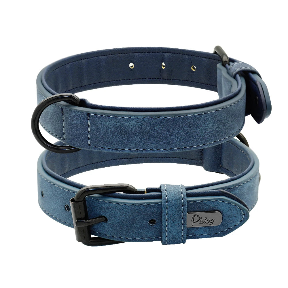 Large Dog Collar Soft Padded Real Leather for Big Dogs