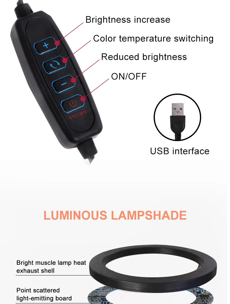 Youtube Shooting Vlog Selfie Ring Light LED Camera Lamp