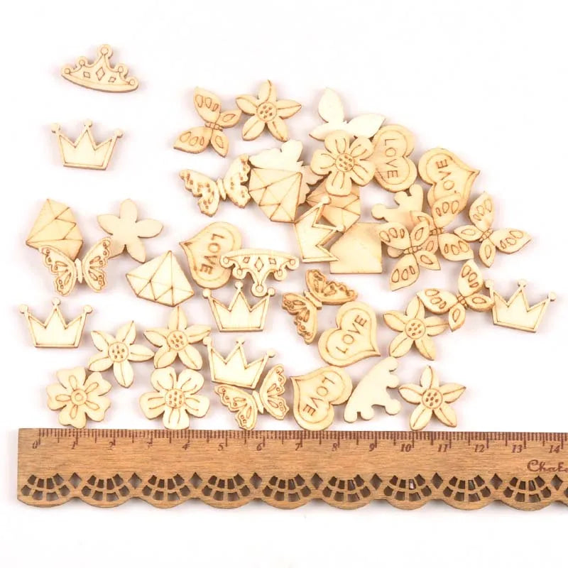 Mixed Leaf Animal Butterfly Chips Wooden Cutouts Craft Embellishments mt2520