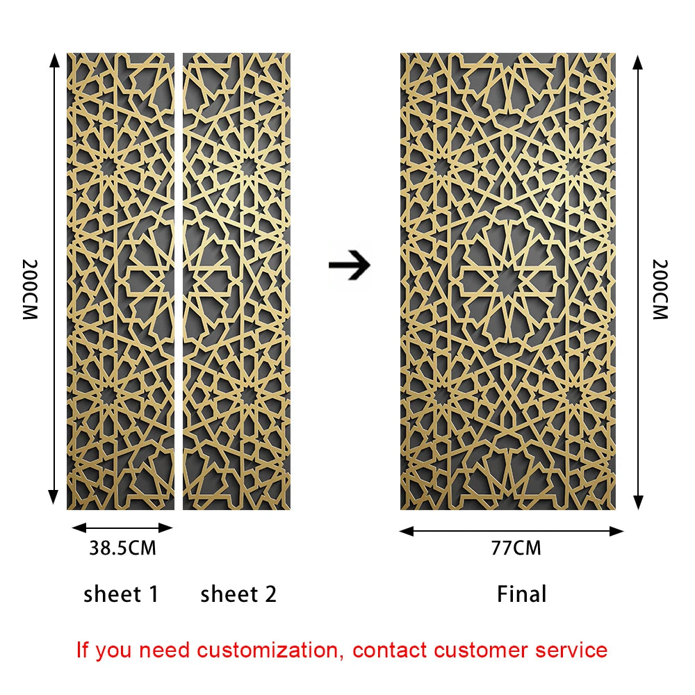 2pcs/Set Muslim Styles Door Art Mural Sticker Peel & Stick PVC Home Decor