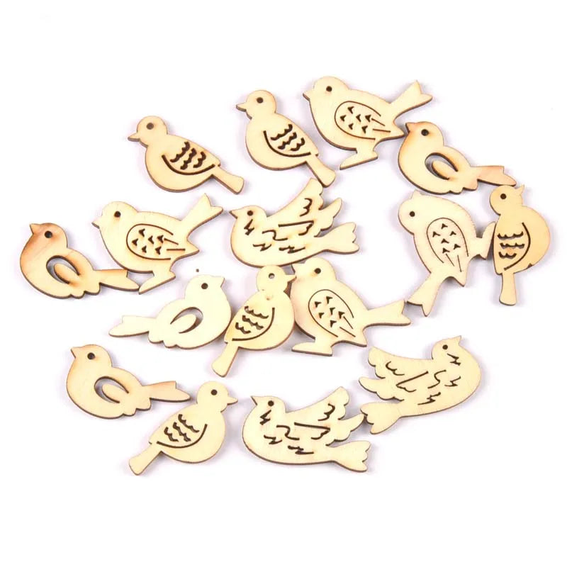 Mixed Leaf Animal Butterfly Chips Wooden Cutouts Craft Embellishments mt2520