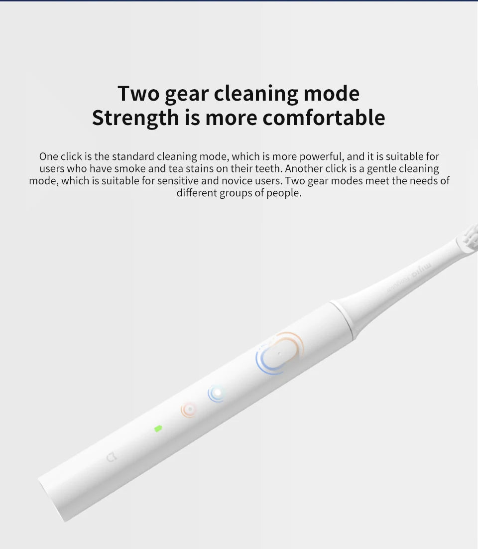 XIAOMI Mijia T100 Cepillo de dientes eléctrico sónico Mi Smart Tooth Brush Colorido USB Recargable IPX7 Impermeable Para cabezal de cepillo de dientes