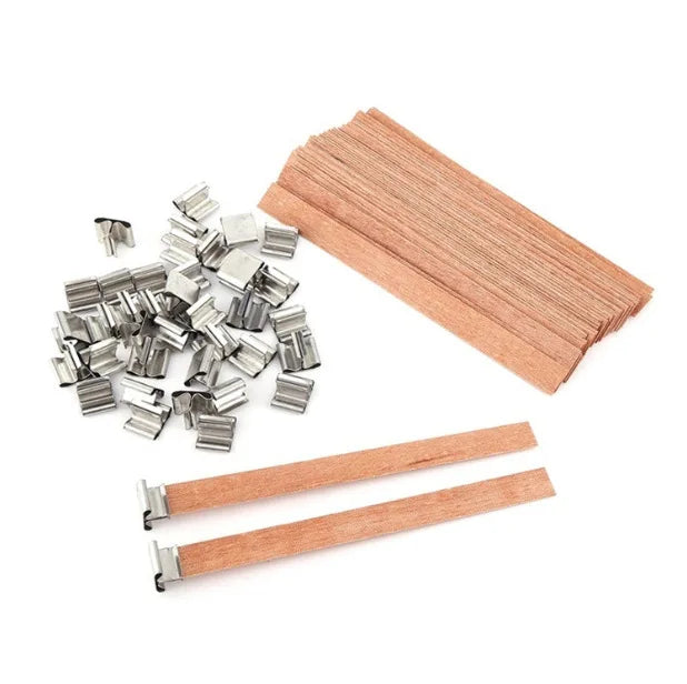 30pcs Wooden Candle Wicks Set with Clip Base for DIY Candle Making