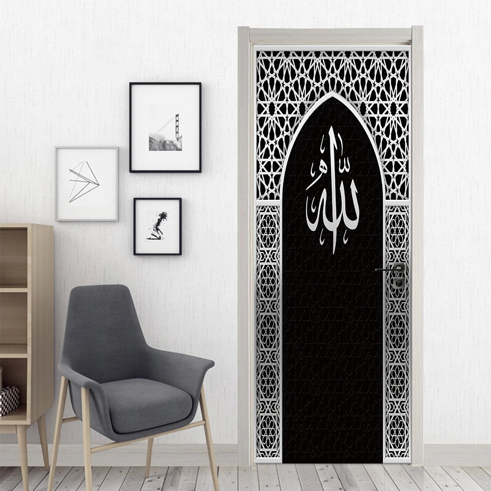 2pcs/Set Muslim Styles Door Art Mural Sticker Peel & Stick PVC Home Decor