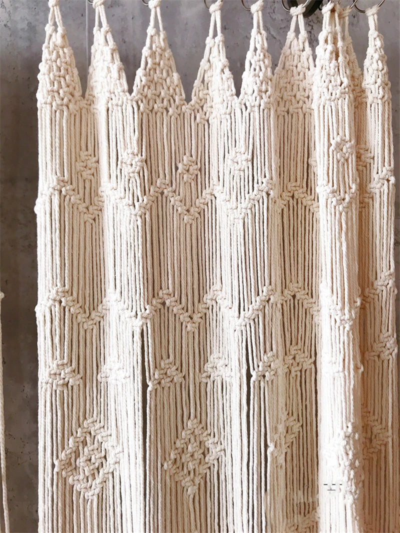 Hand-Woven Macrame Cotton Door Curtain Tapestry Boho Art