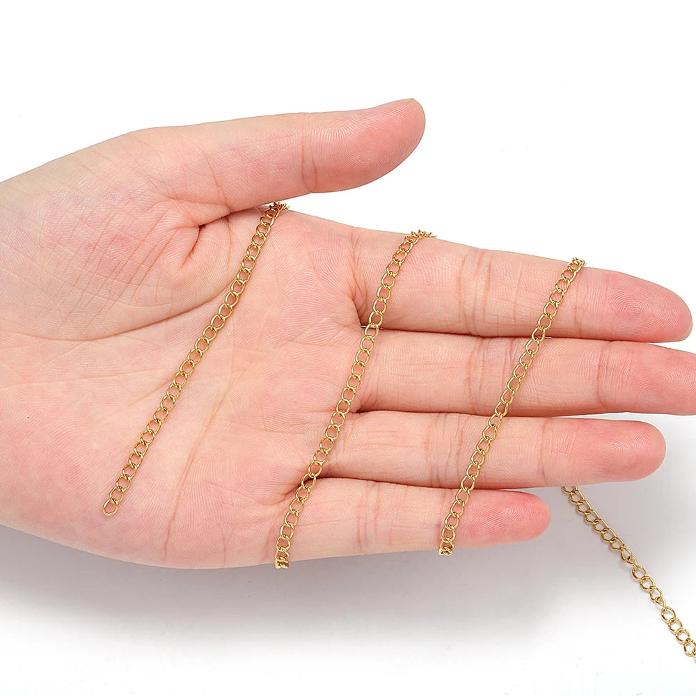 2 Meters Gold Stainless Steel Extension Chain 2/3/4mm for DIY Jewelry