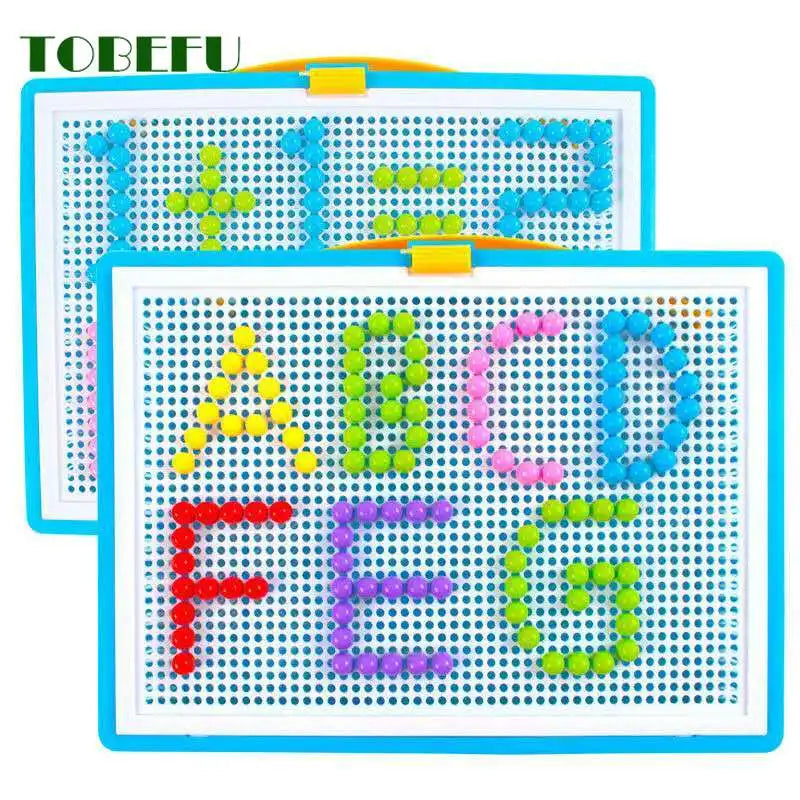 296 Pieces Set Grain Mushroom Nail Beads 3D Puzzle Toy