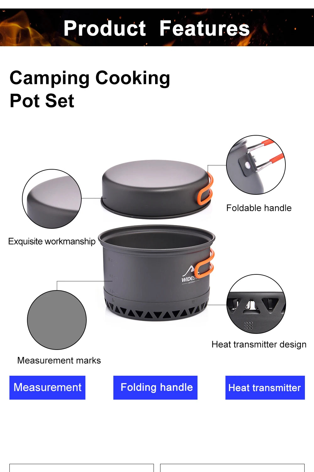 Outdoor Cookware Set – 1.3L/2.3L Camping Pot, Kettle & Tableware for Travel Cooking