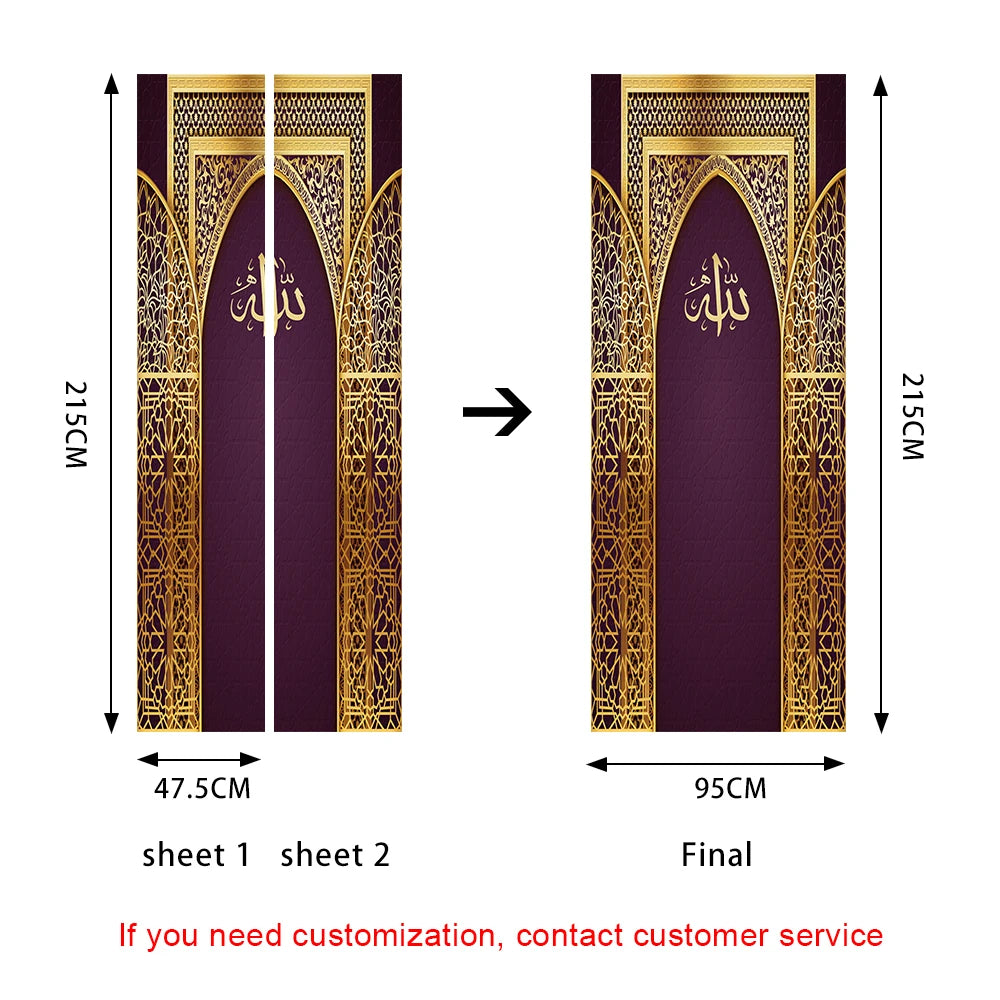 2pcs/Set Muslim Styles Door Art Mural Sticker Peel & Stick PVC Home Decor