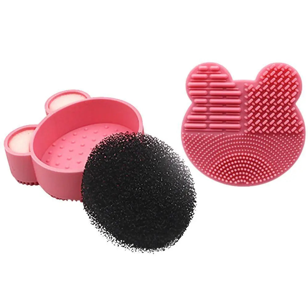 Bear/ Heart-shaped Silicone Makeup Brush Scrubber Board  Cleaner Pad Foundation Make Up Washing Brush Cleaning Gel  Mat Tool