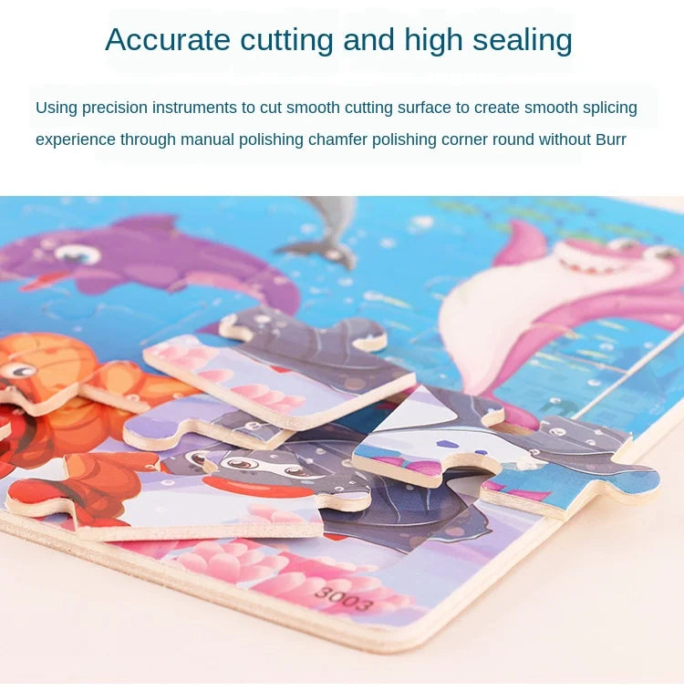 30 Pieces Wooden Jigsaw Puzzle for Kids Animal Vehicle Educational Toys