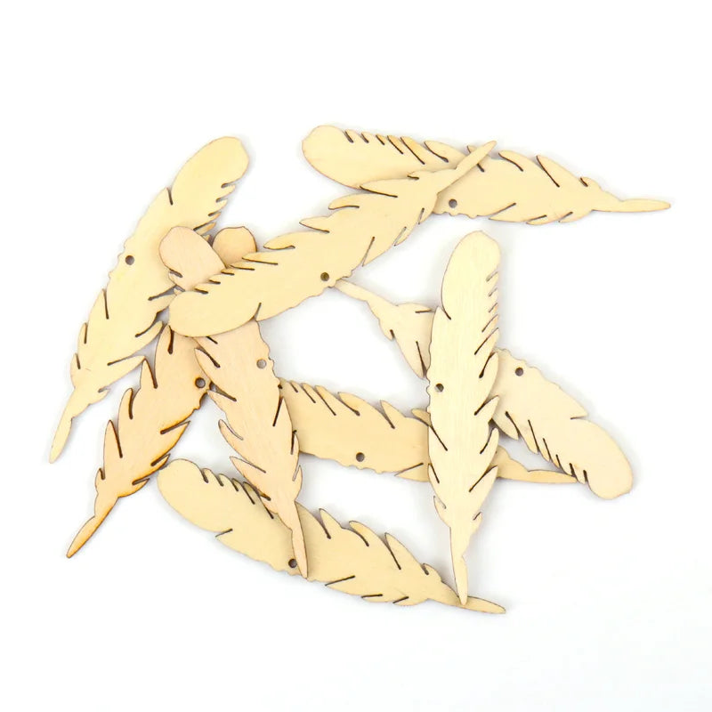 Handmade Wooden Animal Leaves Painting Scrapbooking DIY Accessories