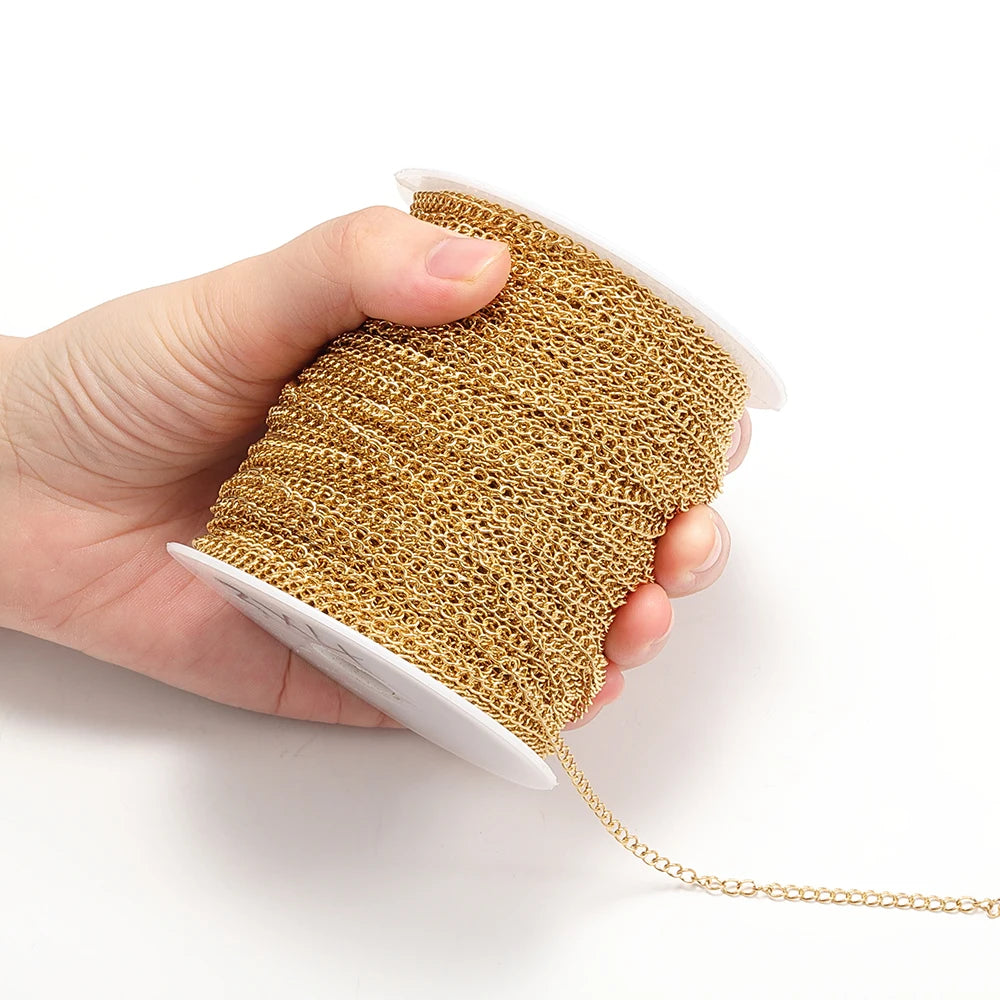 2 Meters Gold Stainless Steel Extension Chain 2/3/4mm for DIY Jewelry