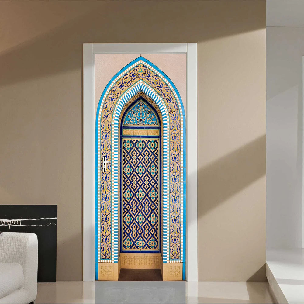 2pcs/Set Muslim Styles Door Art Mural Sticker Peel & Stick PVC Home Decor