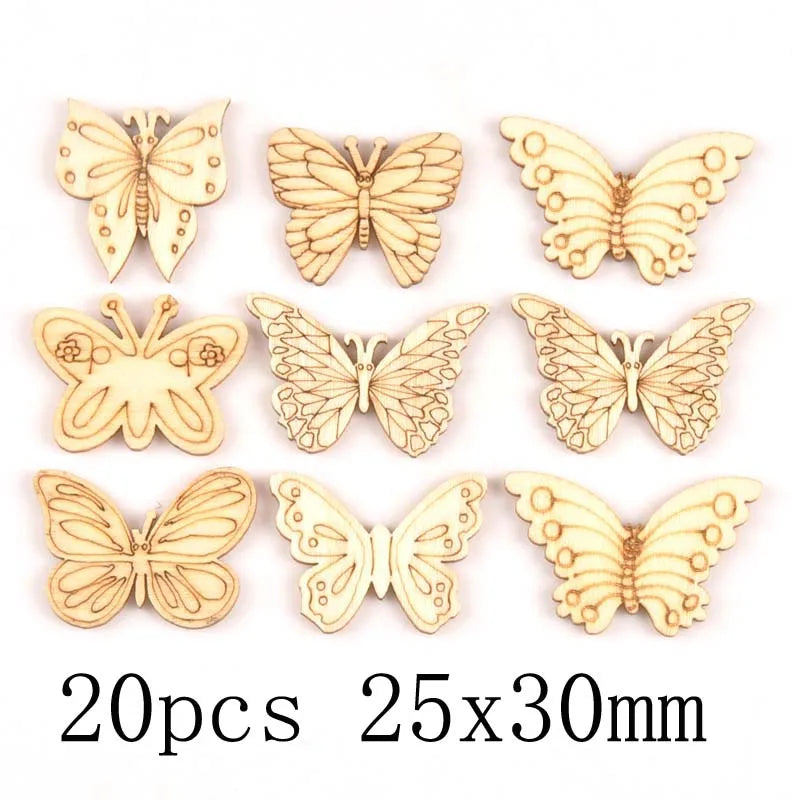 Mixed Leaf Animal Butterfly Chips Wooden Cutouts Craft Embellishments mt2520