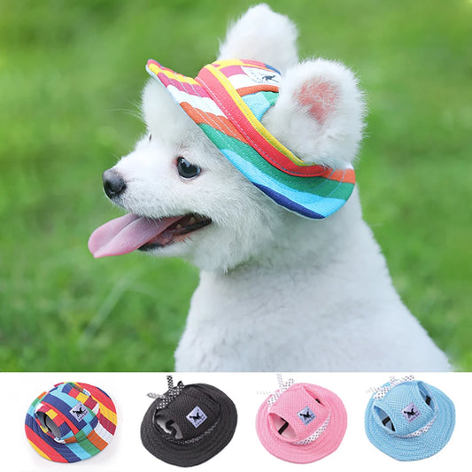 Pet Dog Cat Cap Breathable Sunhat Cloth Mesh Canvas Hat For Small Medium Dogs Cats Caps Pet Products