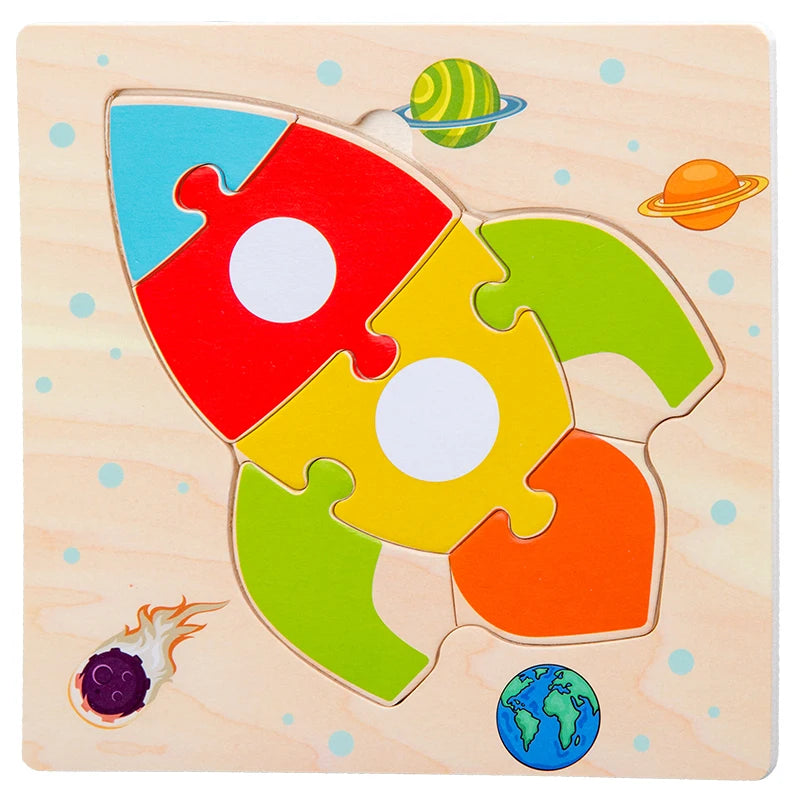 Baby Wooden 3D Puzzles Tangram Shapes For Learning Fun