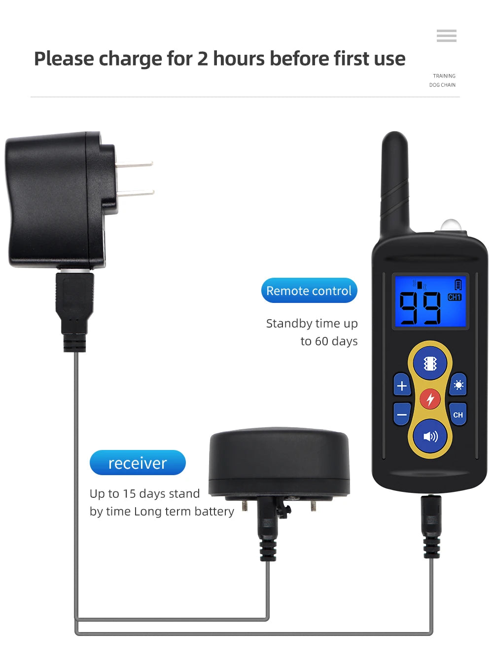 Electric Dog Training Collar 800m Distance Dog Trainer Remote Control Dog Collars Rechargeable Dog Shock Vibration Sound Collar