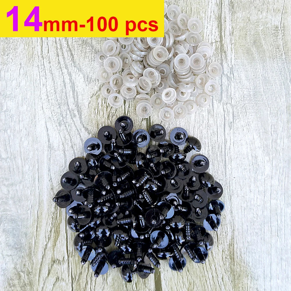 100pcs 8/10/12/14mm Plastic Safety Eyes for DIY Doll Toys