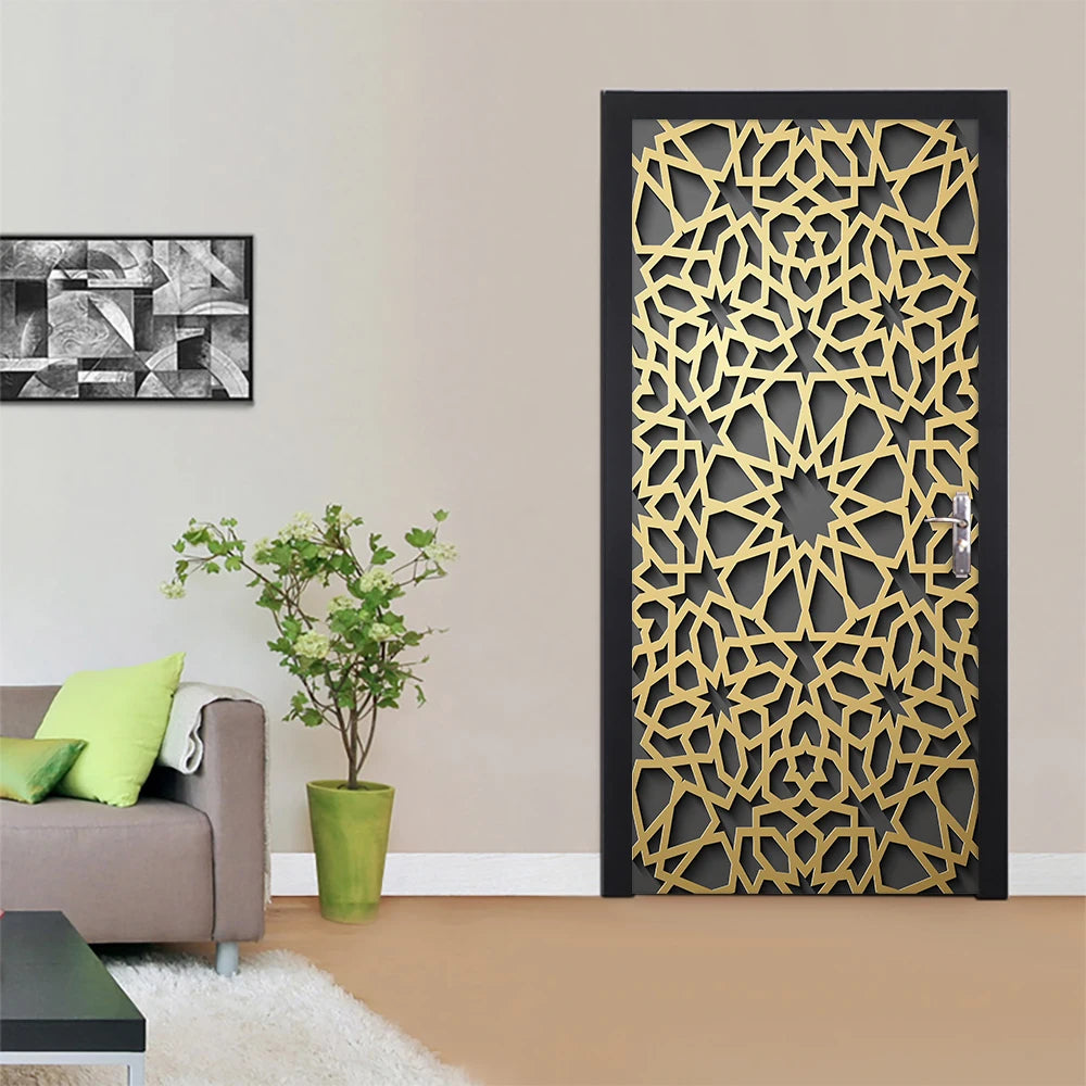 2pcs/Set Muslim Styles Door Art Mural Sticker Peel & Stick PVC Home Decor