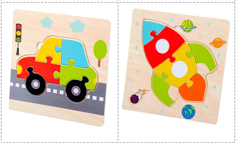 Baby Wooden 3D Puzzles Tangram Shapes For Learning Fun