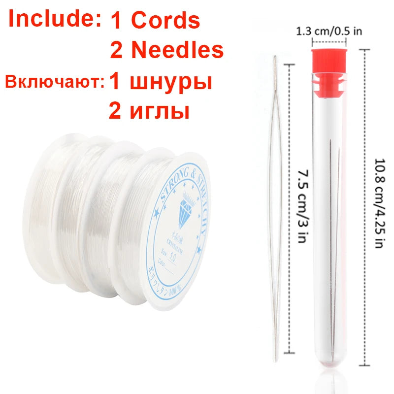 Plastic Crystal DIY Beading Stretch Cords With Needles And Scissors