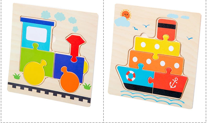Baby Wooden 3D Puzzles Tangram Shapes For Learning Fun
