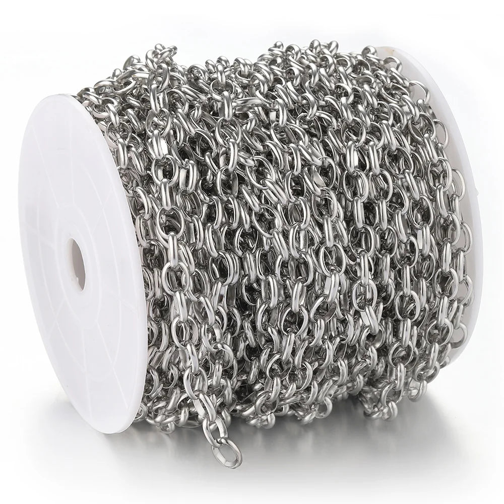 No Fade 1Meter Gold Stainless Steel 7.5mm Rolo Chain