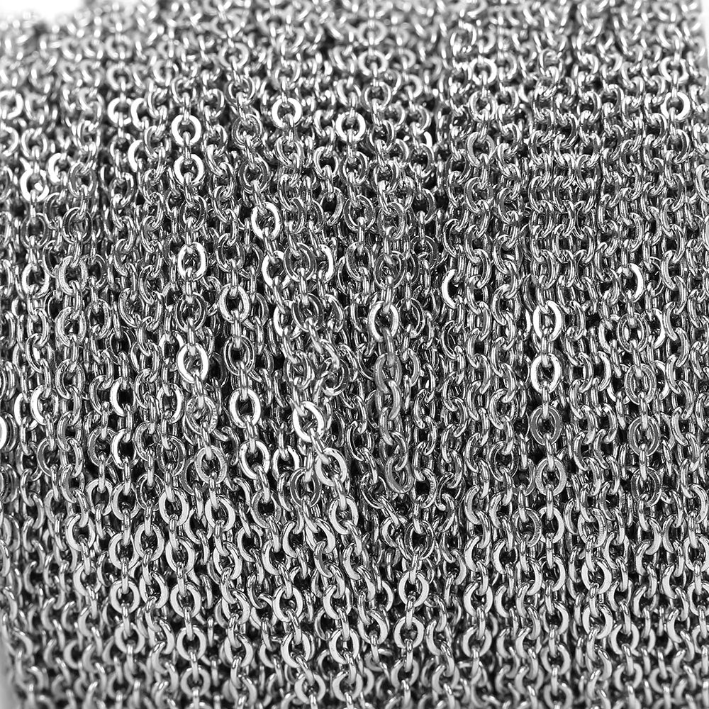 10 Meters Stainless Steel Chain 1 1.5 2mm Gold Steel Color for DIY Jewelry Making