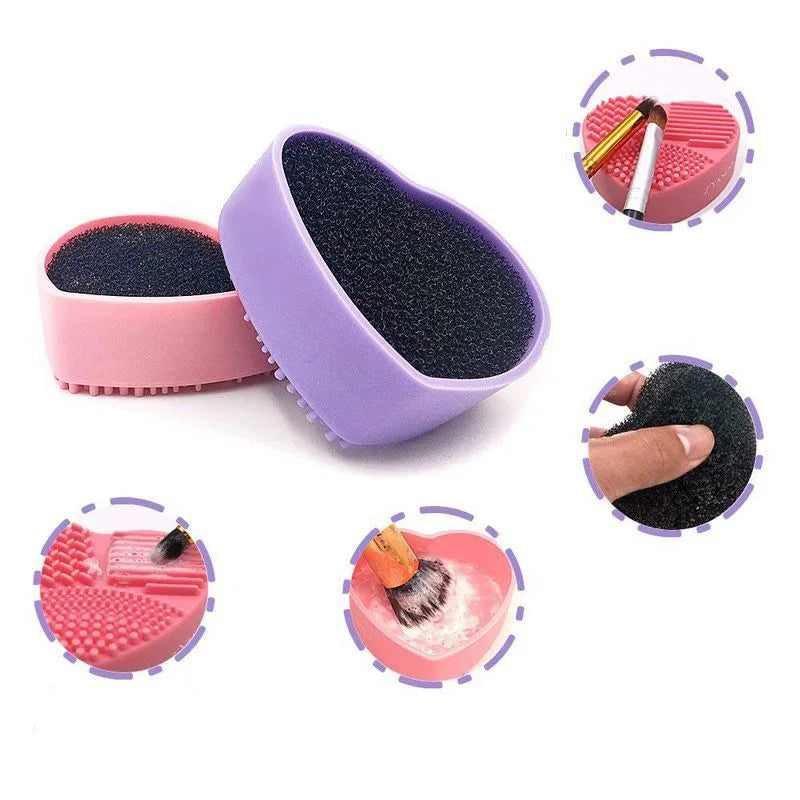 Bear/ Heart-shaped Silicone Makeup Brush Scrubber Board  Cleaner Pad Foundation Make Up Washing Brush Cleaning Gel  Mat Tool