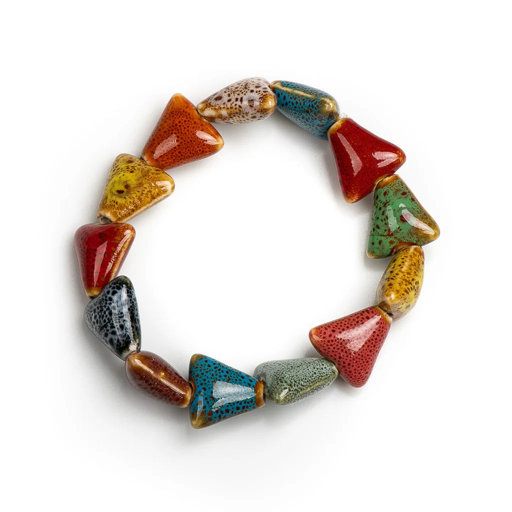 Colorful Unique Elastic Line Ceramic Beads Bracelets Handmade DIY Artware Retro Jewelry Wholesale