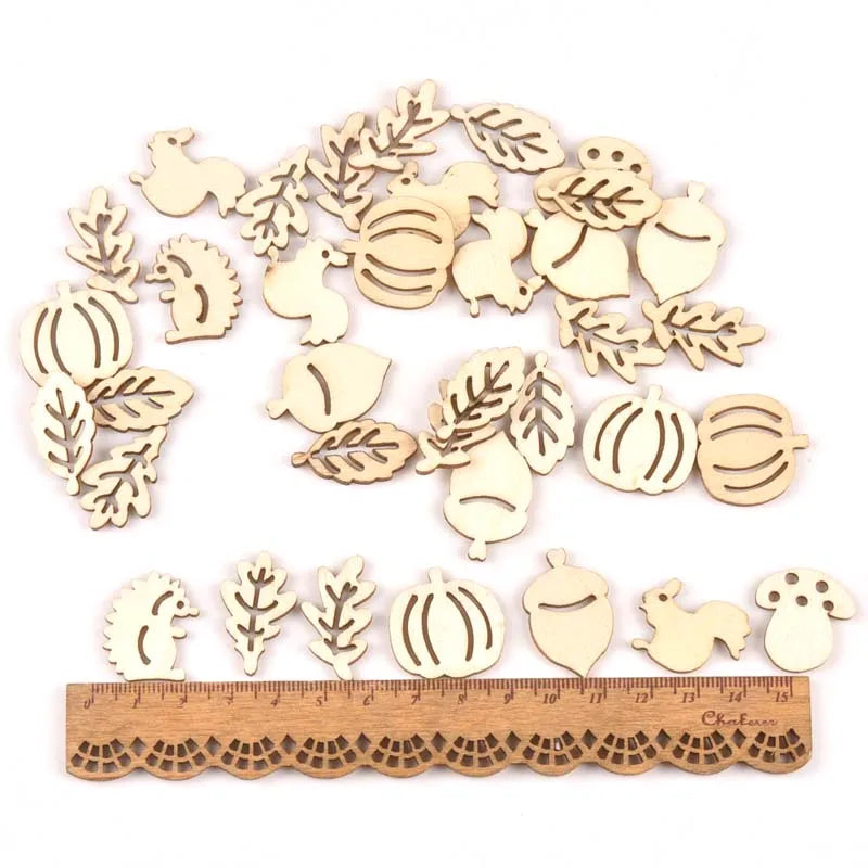 Mixed Leaf Animal Butterfly Chips Wooden Cutouts Craft Embellishments mt2520