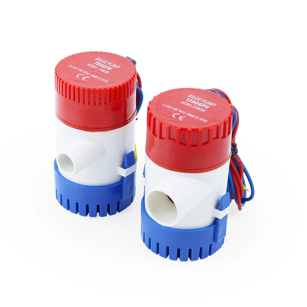 Minibomba de achique eléctrica sumergible para barco, 12 V CC, 500/750/1100 GPH, con sensor de interruptor de flotador para hidroavión, motor, casa flotante