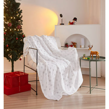 Christmas Throw Blanket - Snowflake White