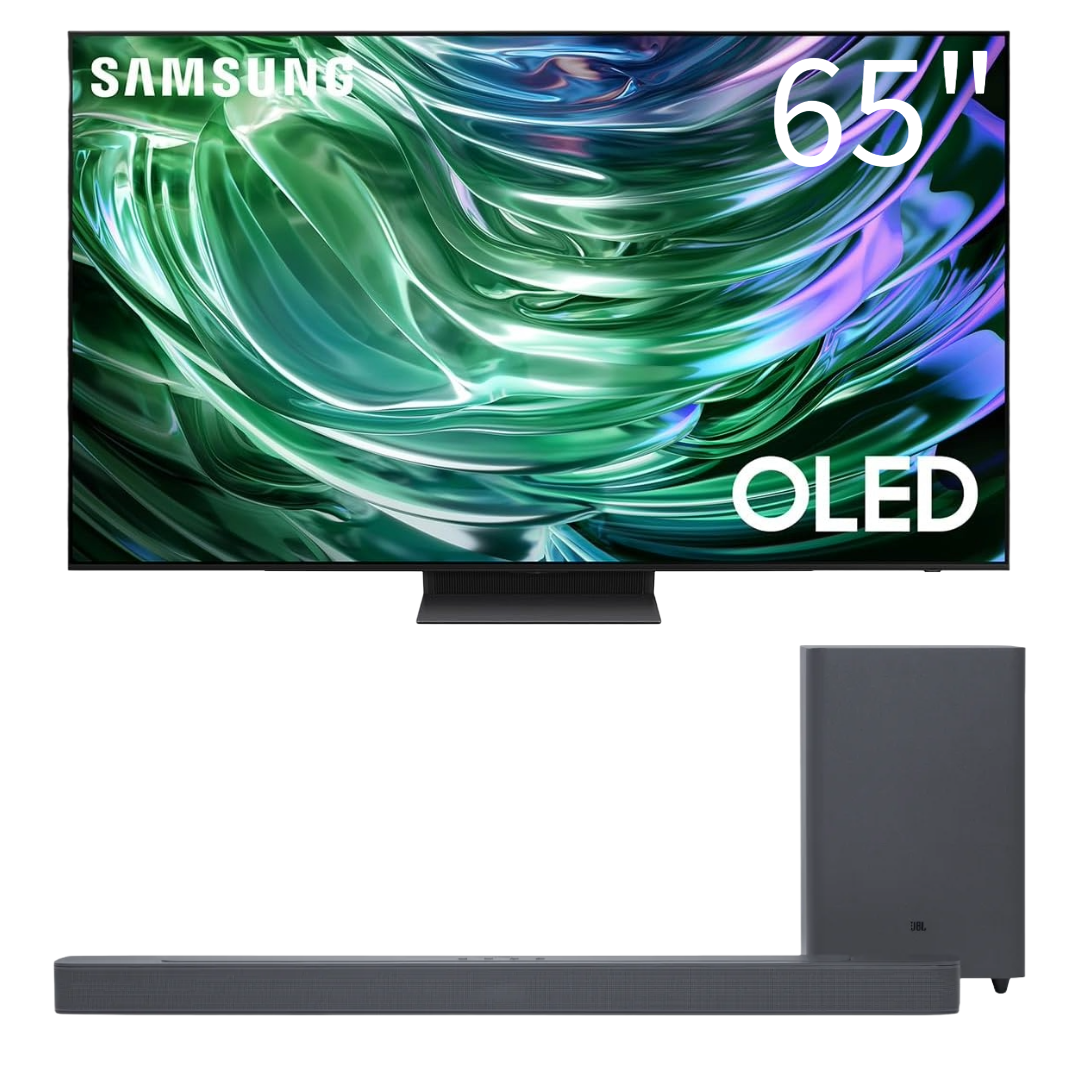 Bundle: Samsung Class S90D OLED UHD 4K Smart TV + JBL Bar 300W 2.1-Channel Deep Bass Soundbar System with Wireless Subwoofer