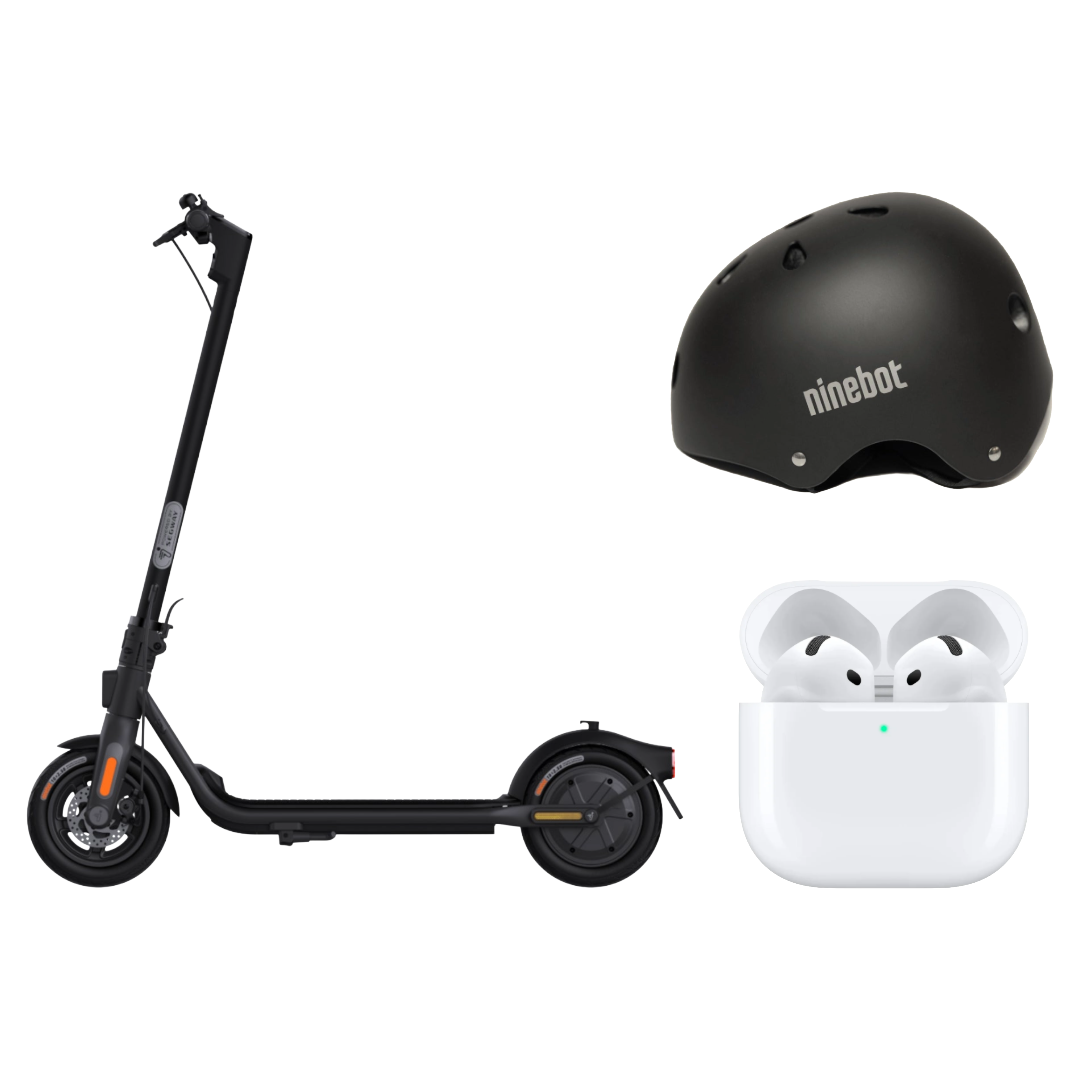 Segway Ninebot F2 Black Electric Kick Scooter W/ FREE Apple AirPods 4 & Ninebot Protective Helmet