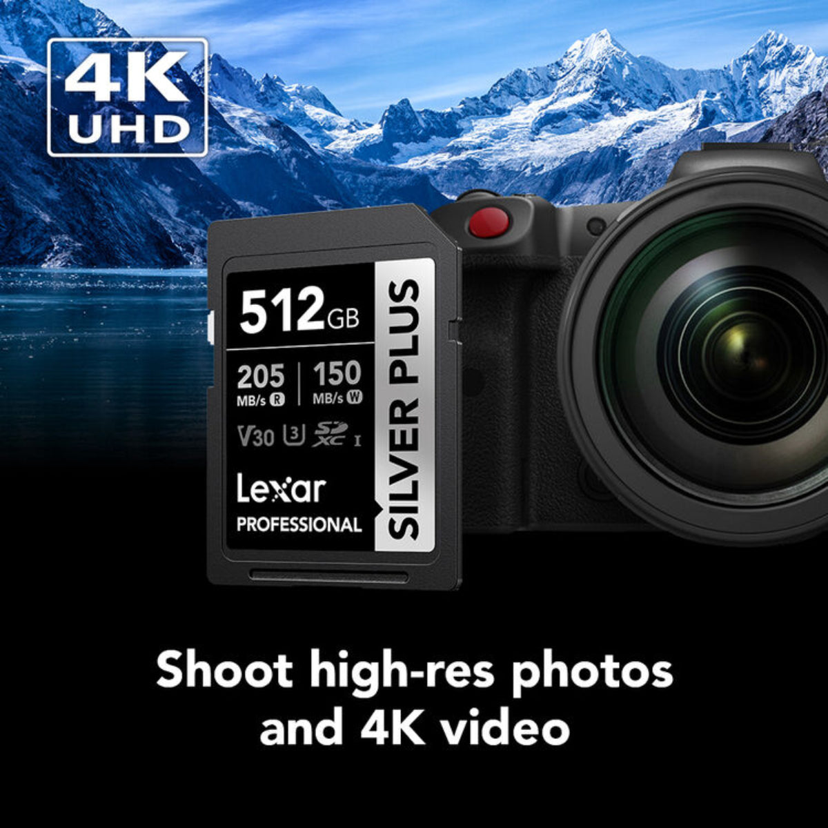 Bundle: Canon EOS R100 Mirrorless Camera + Lexar 512GB Silver Plus UHS-I SDXC Memory Card