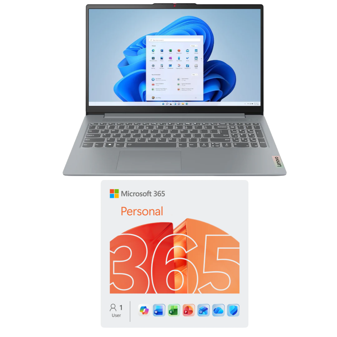 Bundle: Lenovo 82XB00CPUS 15.6" IdeaPad Slim 3 15IAN8 Laptop + Microsoft 365 Personal 1 Year Subscription