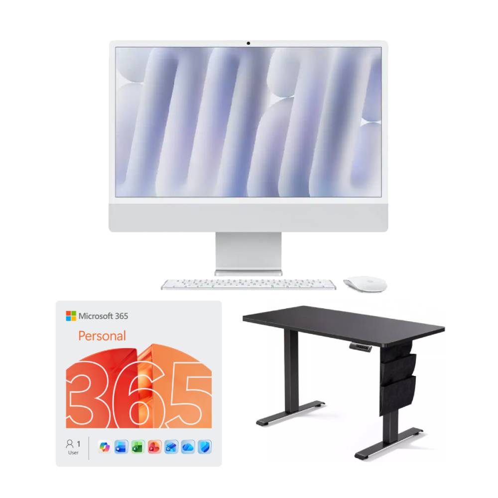 Bundle: Apple 24" All-in-One iMac - Apple M4 Chip with 16GB Memory and 256GB SSD + 14.29" Electric Standing Desk + Microsoft 365 Personal 1 Year Subscription
