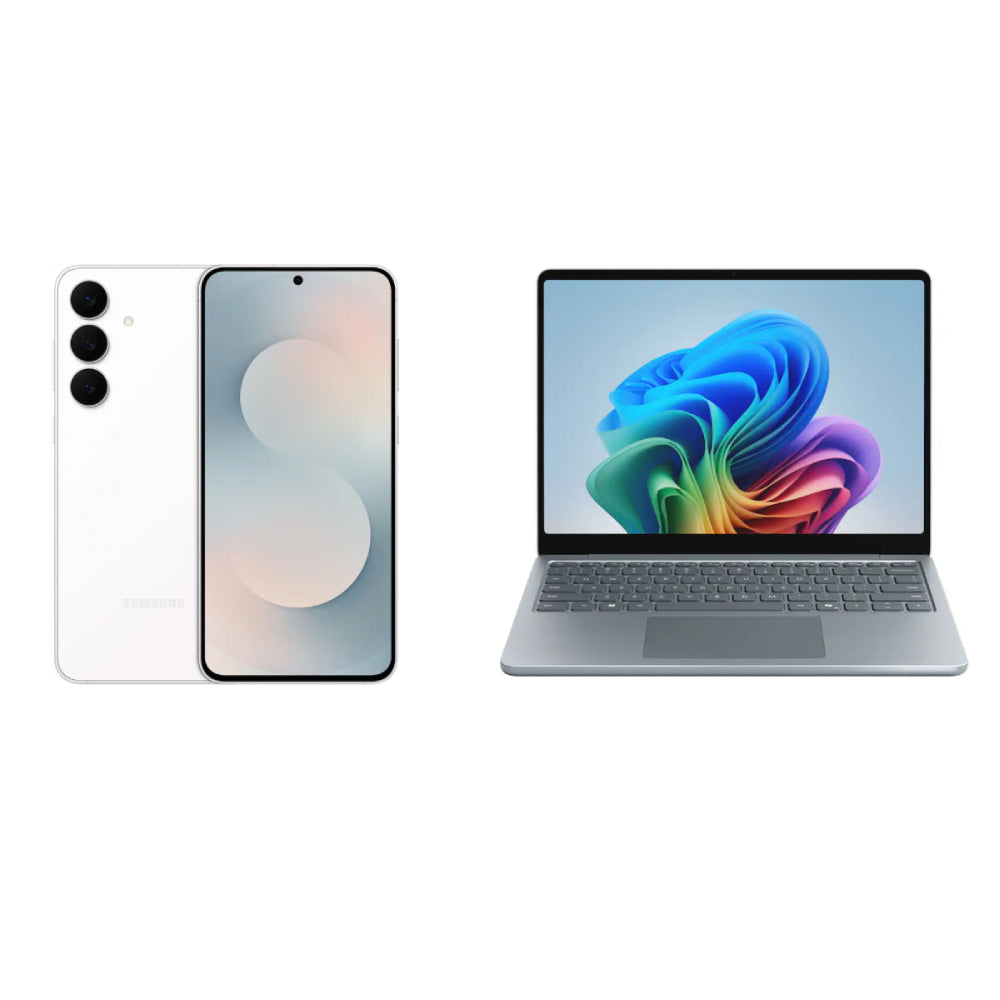 Bundle: Microsoft Surface Laptop Copilot+ PC 13" - Snapdragon X Plus 8-Core - 16GB RAM, 512 GB UFS - Gray + Samsung Galaxy 128 GB S25 FE Smartphone - White