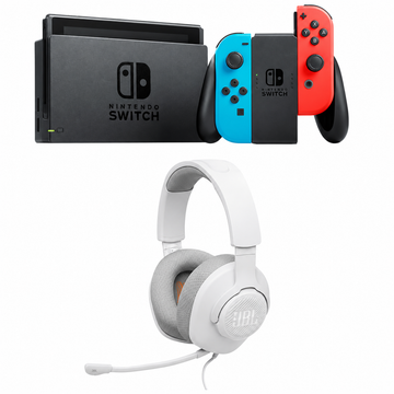 Bundle: Nintendo Switch + JBL Quantum 100M2 Over-the-Ear Wired Gaming Headset with Detachable Mic