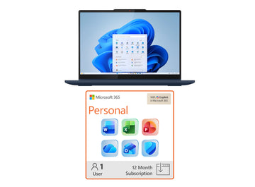 Bundle: Lenovo 14" IdeaPad 5 2-in-1 Laptop - Intel Core Ultra 5 225U with 8GB Memory and 256GB SSD - Blue + Microsoft 365 Personal 1 Year Subscription includes 1 TB of Cloud Storage Advanced Security, and Innovative Apps with Microsoft Copilot