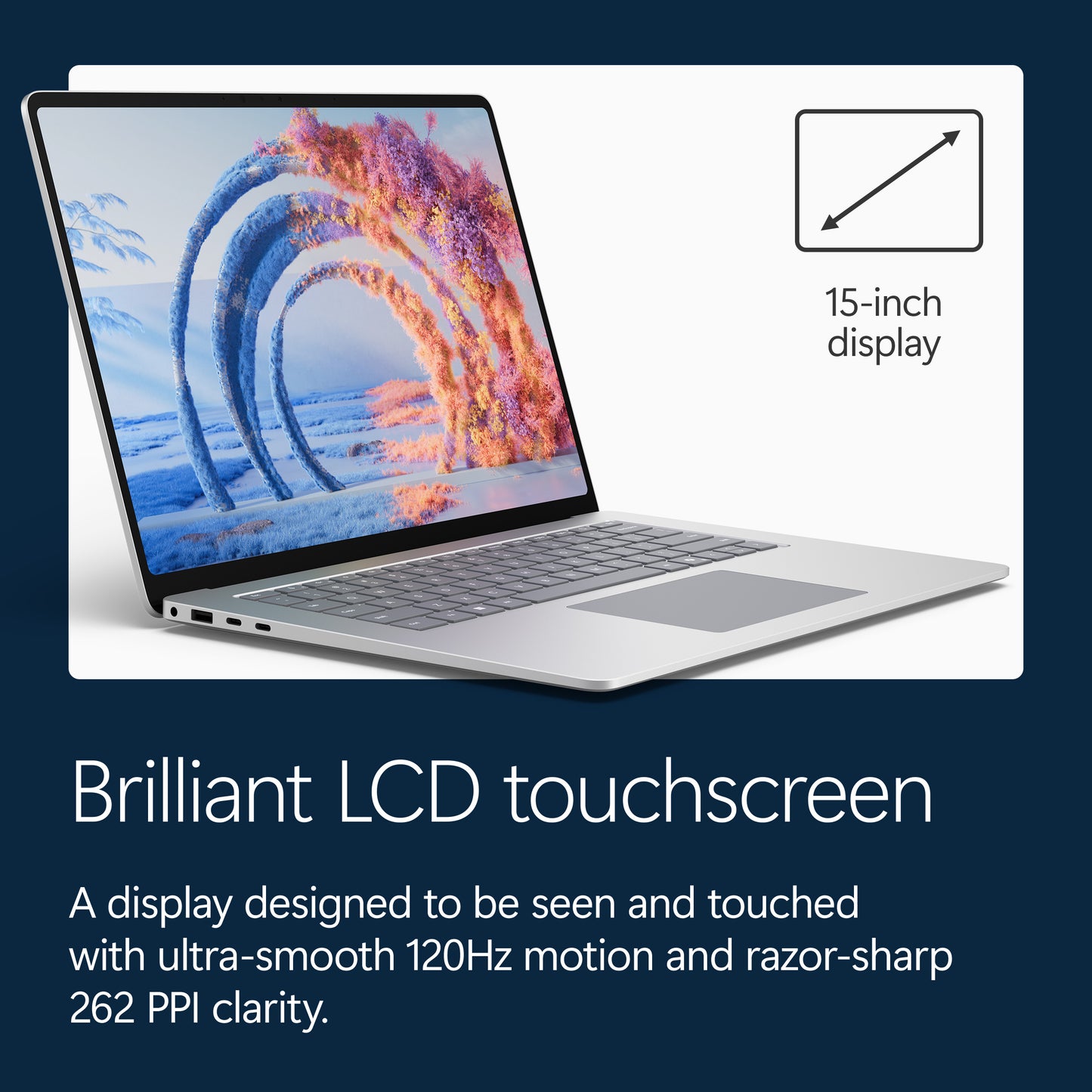Microsoft Surface Laptop - 15-inch - Snapdragon X2 Plus (10 core) - 16GB RAM - 512GB SSD - Platinum - Windows 11 - Latest Model (8th Edition)