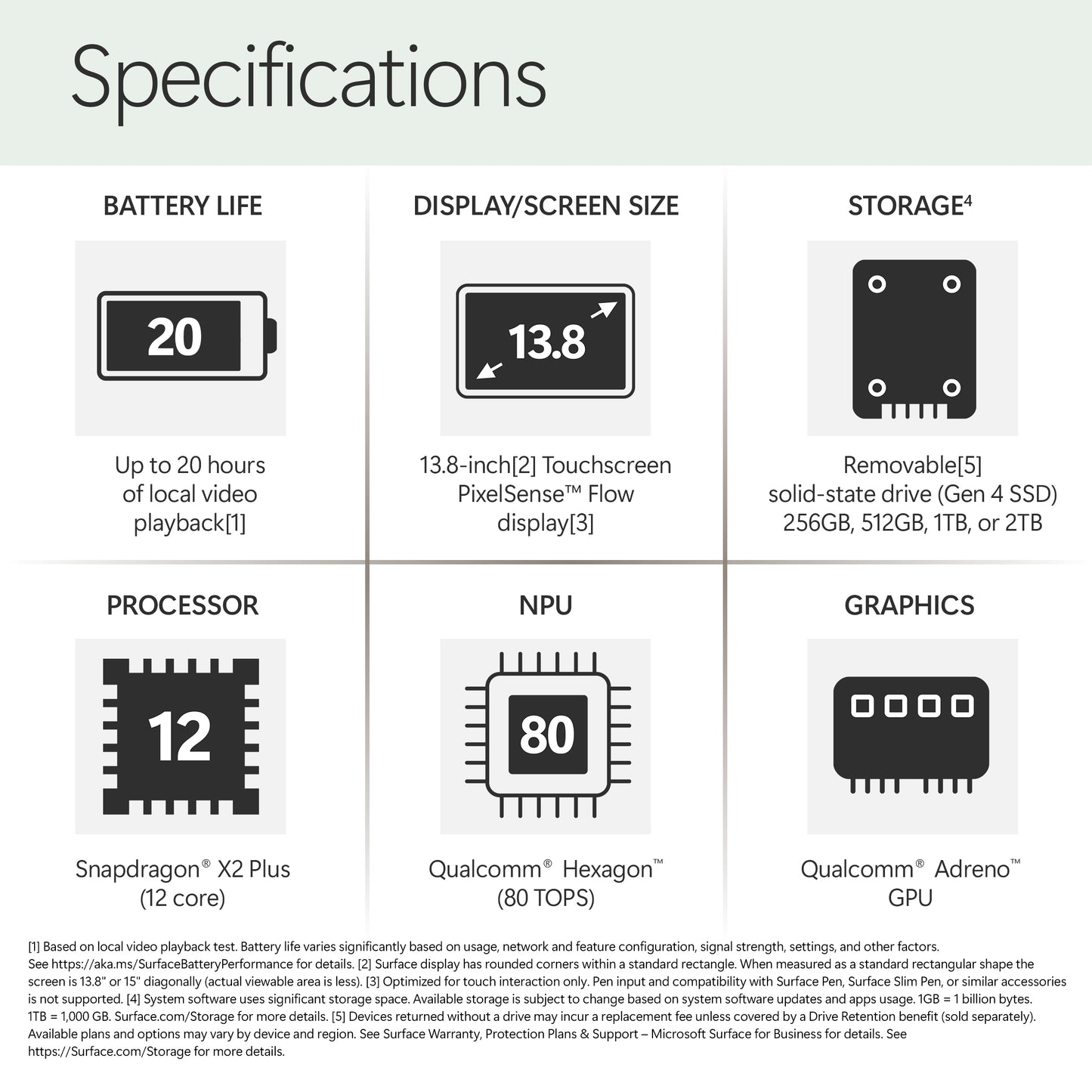 Microsoft Surface Laptop - 13.8-inch - Snapdragon X2 Elite (12 core) - 16GB RAM - 512GB SSD - Jade - Windows 11 - Latest Model (8th Edition)