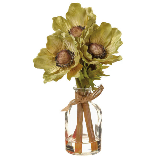 Allstate Floral 8.5" Anemone Flower Arrangement with Glass Vase - Green