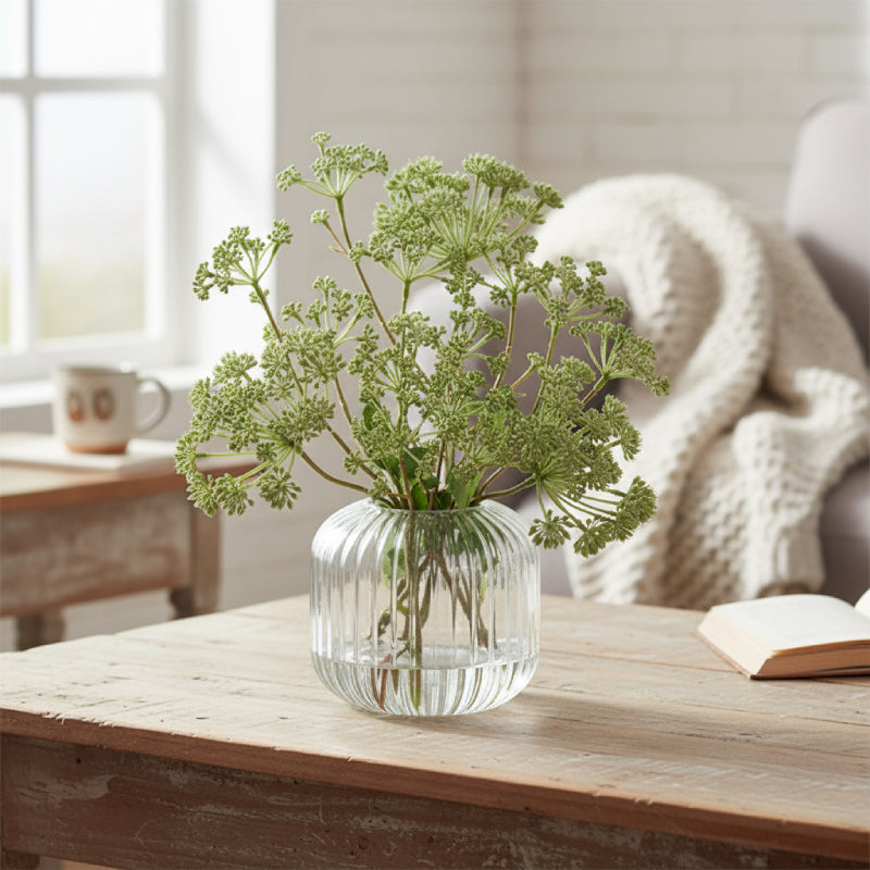 Allstate Angelica Artificial Arrangement with Glass Vase - Green/Clear