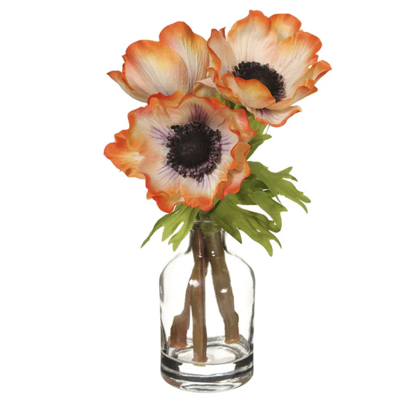 Allstate Floral 8.5" Anemone Flower Arrangement with Glass Vase - Orange